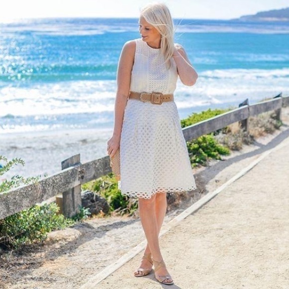 J. McLaughlin Skirt NWT Adele Cotton Eyelet Soft White Fully Lined Size 10 - Picture 2 of 10